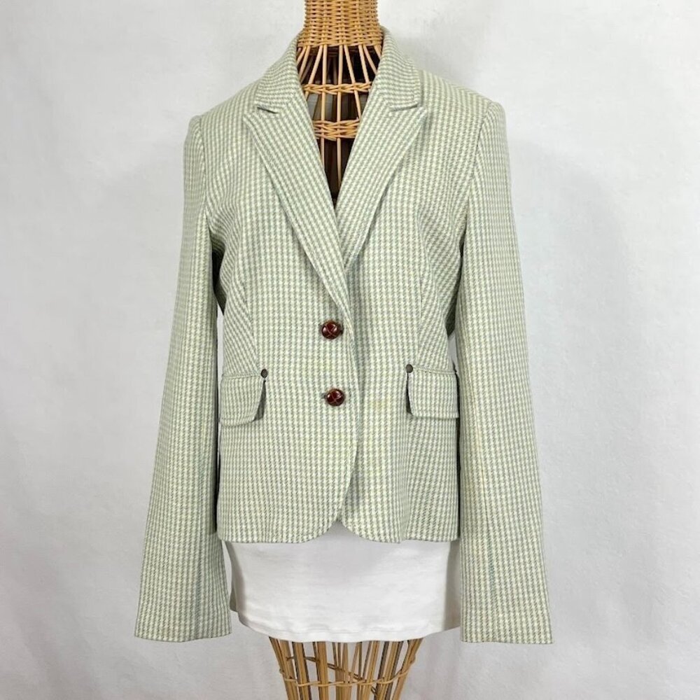 Fillmore Wool Blend Blazer Houndstooth Retro Academia Prep Grandma Core M